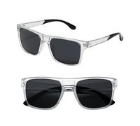 SHOP-STORY Lunettes de Soleil Homme Rectangle Double Pont Transparente Sebastien Loeb Racing Protection Indice 3 Moderne et Confort