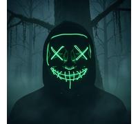 SHOP-STORY Masque LED Nightmare Déguisement Effrayant Halloween en Plastique Rigide avec 3 Modes d'Allumage - Couleur Vert