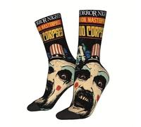 Shop-UP! Chaussettes imprimées de Capitaine Spaulding de La càsa des 1000 corps horreur slash film unisexe, Noir , 42 Tall