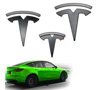 Shop4EV Lot de 3 emblèmes pour Tesla Model Y - Noir mat - Accessoires avant/arrière/volant (Tesla Model Y)