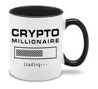 shop4ever Crypto Millionaire Loading... Tasse à café en céramique, cadeau amusant avec monnaie numérique, 325 ml (poignée noire)