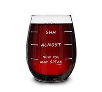 Shop4ever Shh - Presque - maintenant vous pouvez Speak gravé au laser en verre de vin (15 g, sans pied) 15 oz. Stemless