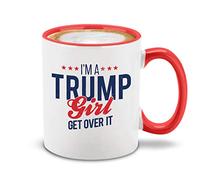 Shop4Ever Tasse à café en céramique avec inscription « I'm A Trump Girl Get Over It » 11 oz. Poignée rouge