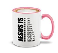 Shop4Ever Tasse à café en céramique avec inscription « Jesus is My Everything » (poignée rose)