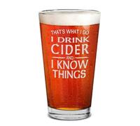 shop4ever Verre à bière gravé au laser « I Drink Cider and I Know Things » - Cadeau amusant pour lui et elle - 473 ml