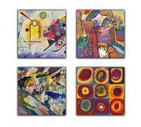 ShopArt - Tableau Astratti moderne Kandinsky 4 pièces 30 x 30 cm cad. Impression Fine Art sur toile Canvas Haute Définition Prêt à accroître idéal Décoration pour maison bureau bar