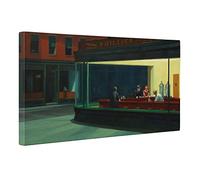 ShopArt - Tableau effet coups de pinceau à relief - Edward Hopper Nighthawks - Impression Fine Art sur toile haute définition prêt à accrocher (80 x 160 cm)