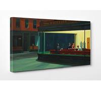 ShopArt - Tableau effet coups de pinceau à relief - Edward Hopper Nighthawks - Impression Fine Art sur toile haute définition prêt à accrocher (50 x 100 cm)