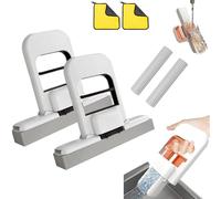 Shopellox Hands-Free Folding Mini Mop - Compact Squeeze Mop for Kitchen & Bathroom, Mini Foldable Desktop Mops - Effortless for Daily Messes, Rinse Clean with Water - No Dirty Hands (White-2)