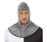 shoperama Capuche à chaîne médiévale pour chevalier - Argenté/noir, taille unique, polyester, lavable en machine à 30 °C - Fans médiévaux, porteurs de costumes, hommes, fêtes à thème