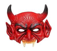 shoperama Demi-masque de diable sans menton en mousse latex pour Halloween, horreur Devil Satan, le prince des ténèbres