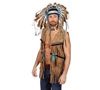 Shoperama - Gilet à franges - Effet daim - Style hippie et indiens années 60 et 70 - Pour homme