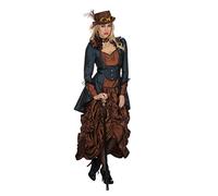 shoperama Robe steampunk marron/bleu pour femme, costume Burning Man victorien industriel rétro futurisme de haute qualité, taille : 38
