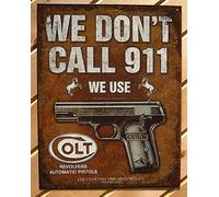 ShopForAllYou Pancarte décorative vintage Colt We Don't Dial 911 en métal pour garage, bar, décoration murale 1799