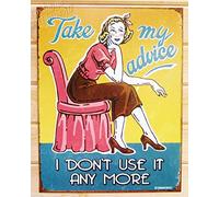 ShopForAllYou Pancarte décorative vintage en métal avec citation humoristique « Take My Advice I Don't Use It »