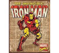 ShopForAllYou Panneau décoratif vintage Iron Man en métal rétro super-héros bandes dessinées, plaque en étain, décoration d'intérieur, Man Cave