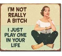 ShopForAllYou Plaque décorative vintage en métal avec inscription « Ephemera I'm Not A Just Play One in Life »