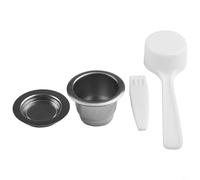 Shophubio Boîtier de capsule de café réutilisable en acier inoxydable pour machines Nescafé, dosette de filtre en métal rechargeable avec support de dosettes de café argenté durable, 1 pièce