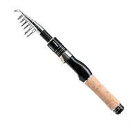 Shophubio Canne à pêche télescopique de 1,6/1,8/2,1 m avec poignée en imitation bois, mini bâton de moulage en fibre de carbone pour petits moulinets, portable et léger, pour la pêche de voyage (noir