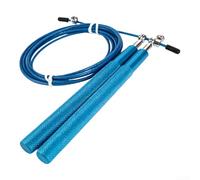 Shophubio Corde à sauter en alliage d'aluminium avec poignées texturées antidérapantes, câble en fil d'acier réglable de 3 m pour fitness, boxe, HIIT, gym et entraînement de vitesse en plein air (bleu