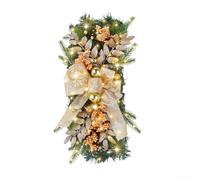 Shophubio Décoration d'escalier sans fil | Guirlande artificielle de Noël avec bordure rouge et dorée | Couronne de larme pour intérieur ou extérieur