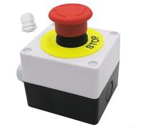 Shophubio E-Stop Interrupteur à bouton-poussoir avec tête champignon rouge IP65 22 mm pour usage industriel AC 220 V 10 A Antirouille Sécurité