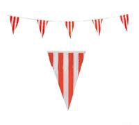 Shophubio Ensemble de bannières à rayures rouges et blanches - Décoration de fête sur le thème du carnaval, 20 drapeaux de 10 m ou 48 drapeaux de 30 m pour intérieur/extérieur et (20 x 30 cm, 20