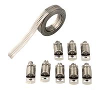 Shophubio Kit de collier de serrage à vis sans fin réglable en acier inoxydable 304, attaches de tuyau réutilisables pour longueur personnalisable, collier de serrage robuste de qualité marine (D)