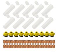 Shophubio Kit d'élevage de la reine des abeilles non greffées, gobelets en plastique et cage pour apiculture, système d'élevage complet avec tasses marron et supports pour apiculture