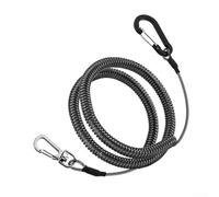 Shophubio Lanière de pêche en spirale - Cordon de sécurité enroulable pour pêcheurs, pour la pêche + construction en fil d'acier, capacité de charge de 25 kg, fermoir mousqueton, aluminium (fil