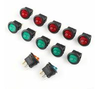 Shophubio Lot de 20 interrupteurs à bascule lumineux à DEL, interrupteur rond marche/arrêt pour interrupteur SPST 12 V pour voiture, bateau, van, 3 bornes de 20 mm, interrupteur à montage sur panneau
