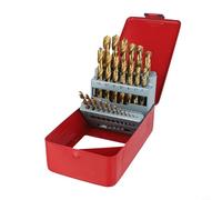 Shophubio Lot de 25 forets hélicoïdaux HSS revêtus de titane pour acier inoxydable, métal, bois, plastique, tige droite, kit d'ingénierie de précision avec compact