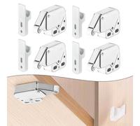 Shophubio Lot de 4 loquets de porte de placard à ressort avec mécanisme de fermeture push-to, mini loquet zingué pour armoires, rangement de caravane et bateau, installation facile
