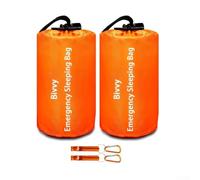 Shophubio Lot de 4 sacs de couchage de survie pour camping, couverture thermique légère pour bivouac en plein air, 1,8 x 0,9 m, orange/vert