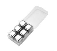 Shophubio Lot de 6 pierres de refroidissement réutilisables en acier inoxydable pour whisky, vin, bière, jus, surfaces lisses, faciles à laver, pour bars, fêtes, maison et jardin