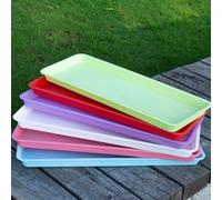 Shophubio Lot de 6 soucoupes rectangulaires en plastique pour pots de fleurs intérieur/extérieur, plateau de drainage de 45 x 16,5 cm, matériau PP, rebord de fenêtre et balcon