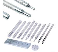 Shophubio Lot de poinçons ronds creux en acier au carbone de 12 tailles (1 mm à 10 mm) pour travaux manuels, fauconnerie, modélisation, loisirs et bracelets de montre (8 mm)