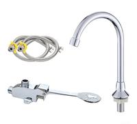 Shophubio Mains - Robinet d'évier de laboratoire - Robinet à pédale sans contact en alliage de zinc argenté, design minimaliste moderne, contrôle de l'eau hygiénique pour laboratoire et (C)