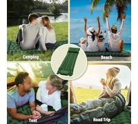 Shophubio Matelas de camping auto-gonflant avec oreiller - Tapis de couchage léger et portable pour aventures en plein air, 195 x 65 x 8 cm, bleu marine (vert pin)