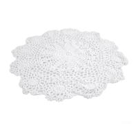 Shophubio Napperon rond en coton fait à la main - Fleur en dentelle et linge de table vintage pour cuisine, salle à manger, cadeaux, 35 à 40 cm de diamètre, blanc/beige (blanc)