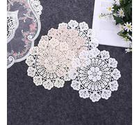 Shophubio Napperon rond vintage en dentelle - Napperon blanc en crochet fait à la main pour décoration de table à manger, thé, centre de table de mariage et table de vacances (1#19 cm)