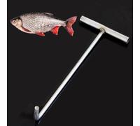 Shophubio Outil de pêche en forme de T de 38 cm pour la pêche, poignée antidérapante en acier inoxydable 304 avec tube épais, argent - 1 lot compatible avec Var