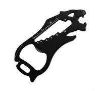 Shophubio Outil de survie compact de poche avec règle et tournevis, porte-clés en acier inoxydable gadget pour le camping, la randonnée et l'entretien du vélo (noir pour tigre)