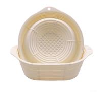 Shophubio Panier à banneton en silicone qui passe au four, ensemble de lever du pain au levain, bol de fermentation sans pâte, design de rangement pliable, blanc riz rond