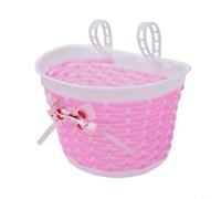 Shophubio Panier de guidon pour enfants avec support de pompons, panier tissé pour vélo pour scooter d'enfants, compatible avec les vélos de 30,5 à 50,8 cm (violet)