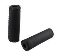 Shophubio Poignées de guidon vintage pour vélo en cuir avec style et texture antidérapante - Ensemble de poignées rétro en cuir synthétique absorbant les chocs (120 mm, noir)