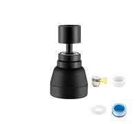 Shophubio Rallonge de robinet de cuisine avec joint pivotant à 360 degrés, tête de pulvérisation triple mode et buse d'économie d'eau - Tuyau en acier inoxydable, moitié cuivre et ABS, noir (S)