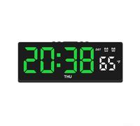 Shophubio Réveil numérique LED avec deux alarmes programmables, affichage intégré (Fahrenheit/Celsius), et 5 réglages de luminosité - Compact (coque noire verte)