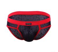 Shophubio Slip transparent taille basse pour homme coupe confortable | Tissu en dentelle transparente, support de poche bombé, tailles S-XL, mélange de nylon respirant, extensible confortable