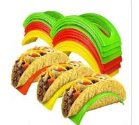 Shophubio Support à tacos en forme de vague, lot de 30 ustensiles de cuisine en plastique pour service de nourriture mexicaine, support rigide multicolore pour tacos, hot-dogs et sandwichs